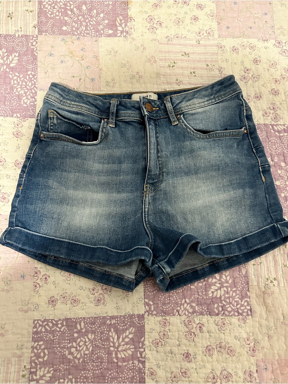 Denim Roll-Hem Women's Shorts - Blue